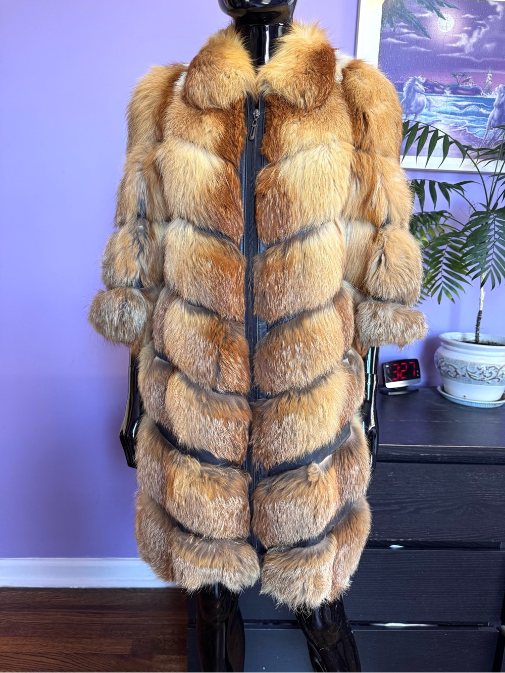 Elena furs golden red fox fur coat zip jacket